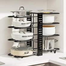 4.5毫米鐵絲廚房架 拆裝方便 8層雙面鍋架 - 黑色 - 查看 6