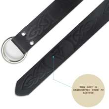 中世紀維京腰帶男士文藝復興時期維京角色扮演服裝配件適合假日派對角色扮演黑帶 - 黑色 - 查看 6