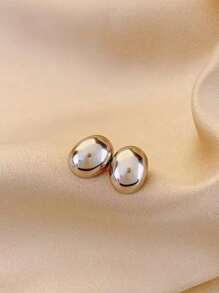 Stainless Steel Water Resistant Non-Fading Simple Bean-Shaped Stud Earrings, Suitable For Women's Daily Wear - Geometry - View 4