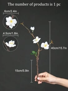 1支40cm人工梅花樹枝,2根枝條,3朵花,不褪色不彎曲,簡約中式風格,適用於家居裝飾,花瓶插花,婚禮,派對,客廳,臥室,diy牆壁和辦公桌填充物 - 白色 - 查看 3