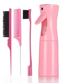 Ensemble de peignes d'arrosoir, 3 pièces brosse à cheveux coiffure lissante avec 1 pièce brosse pour bordures, 1 pièce brosse à cheveux, 1 pièce peigne queue de rat, brosse à démêler pour les cheveux bébé, accessoires roses