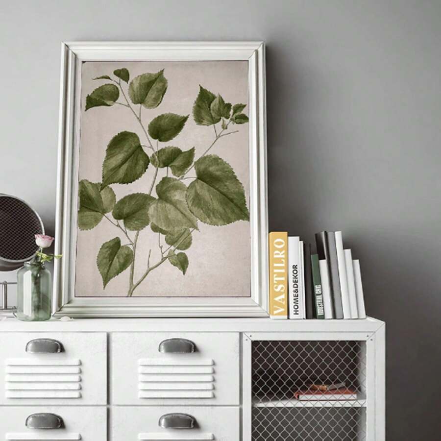 1 Stück Vintage Farn Wandkunst neutrales botanisches Poster und Muster Pfingstrose Bauernhaus Leinwand Gemälde Dekoration Heim Wandbild dekorative Kunst ungerahmt - Verschiedenfarbig - Übersicht 1