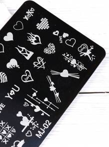 1個愛心圖案凝膠護甲設計指甲藝術印章,用於慢乾指甲油,心形線條圖案指甲印章板,適用於美甲沙龍 - 銀色 - 查看 6