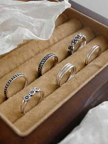 1pc S925 Sterling Silver Vintage Stacked Ring For Joint Fingers & Toes, Suitable For Daily Wear, Thanksgiving Day & Christmas Day Gifts For Friends, Relatives & Elders - Silver - View 1