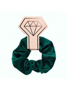 1pc New Fabric Hair Scrunchies, Satin Texture Elastic Hair Ties, Solid Color Hair Bands For Women Casual,Gym,Hair Accessories,Ponytail ,Hair Rope - Green - View 4