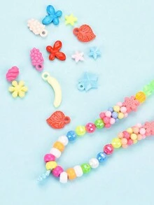 1套兒童手工diy珠子手鍊套裝,配有珠子、繩子和玩具配件,適用於6-10歲的女孩作為假日和新年禮物 - 彩色 - 查看 4