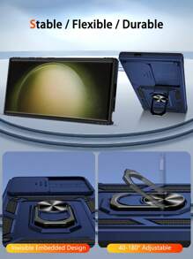 新品军用级防震手机壳带磁环支架系列，高品质工艺，兼容 Apple 11/12/13/14/15 Pro Max、三星、OPPO、Vivo、Redmi Note 11/12 Pro - 藍色 - 查看 3