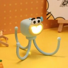 1pc Creative Funny Blue Octopus Shaped Night Lamp - Yellow - View 1