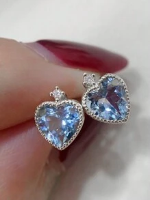 一對S925紅寶石方形耳釘女性獨特設計感精緻奢華優雅時尚時尚耳環女士珠寶假期 - 紅寶石3 - 查看 12