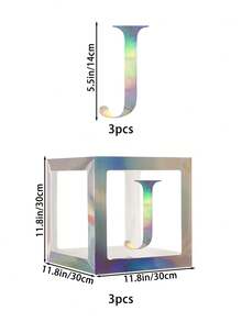1組joy方形鏡面銀透明氣球盒子,11.8英寸,適用於生日派對、婚禮、節日裝飾、新年主題派對、家居裝飾和道具 - 鐳射銀 - 查看 2