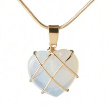 1個優雅的鋅合金心形裝飾鎖骨項鍊,適合女性節日穿著 - 藍色 - 查看 6