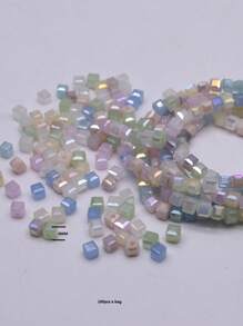4mm 100pcs/Lot Pink Purple Cube Czech Crystal Glass Beads Cube Square Glass Loose Space Beads For Jewelry Making DIY Handmade