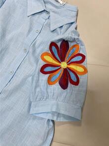 Women Blouses - 藍色 - 查看 3