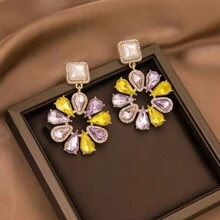 1-3件法式清新简约仿珍珠花项链耳环配饰水晶雏菊花串珠锁骨链适合春季出游服饰配饰 - 套裝 - 查看 13