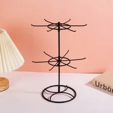 鐵製雙層旋轉珠寶展示架,手鍊項鍊耳環鑰匙扣架,金屬零售展示架 - 黑色 - 查看 3