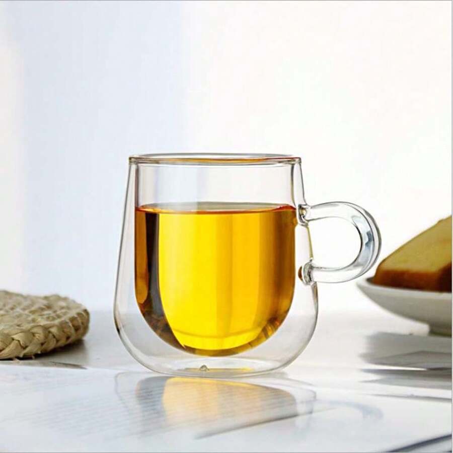 1入組300ml/250ml高硼硅玻璃保溫雙層隔熱咖啡杯 - 無色 - 查看 1