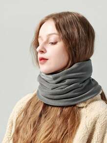 Winter Ski Hat Cute Plush Scarf For Women Autumn And Winter Cycling Windproof Warm Hat Ear Protection Mask Neck Scarf Integrated Hat Hood - Grey - View 3