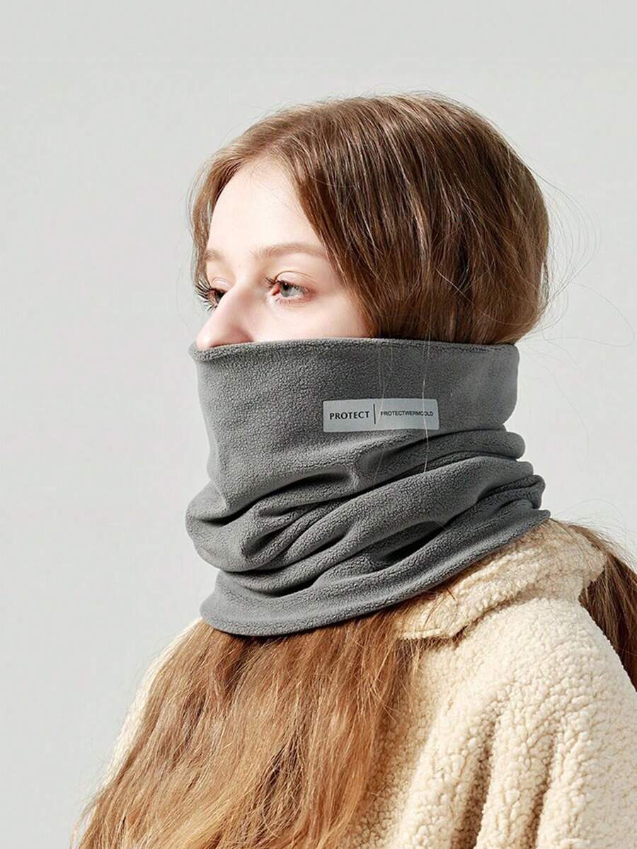 Winter Ski Hat Cute Plush Scarf For Women Autumn And Winter Cycling Windproof Warm Hat Ear Protection Mask Neck Scarf Integrated Hat Hood - Grey - View 1