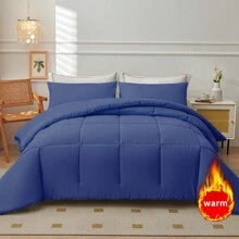 2/3 Lớn Hình vuông Màu thuần Chăn bông Bộ ( + ) , Mềm mại Và Thoải mái , Dày lên Và Ấm áp , Thích hợp Đối với Học sinh , , , Bộ đồ giường có thể sử dụng In Tất cả các mùa ( Bao gồm Chăn bông Cốt lõi ) ( Gối Cốt lõi Không bao gồm ) - Màu xanh hải quân - Xem 2