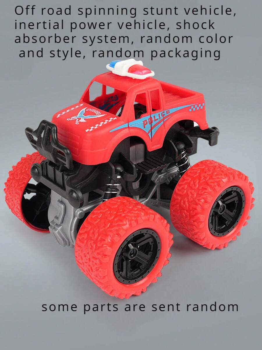 1入紅色警車惯性四驅越野車模型,具有特技功能,可持久使用的男孩玩具車,顏色/款式/包裝隨機 - 彩色 - 查看 1