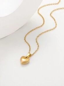 1條18k金包覆不鏽鋼心形吊墜項鍊,女性完美禮物 - 金黃色 - 查看 6