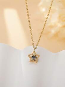 1 pieza Collar de colgante con proyección de foto personalizada en forma de estrella, regalo de  con proyección de foto personalizado para niños, aniversario, Navidad, Día de la Madre, San Valentín