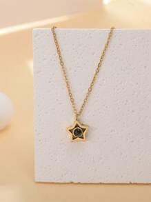 1 pieza Collar de colgante con proyección de foto personalizada en forma de estrella, regalo de  con proyección de foto personalizado para niños, aniversario, Navidad, Día de la Madre, San Valentín