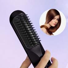 无线便携式快速加热直发梳，极具吸引力，不伤头发，适合工作、旅行和聚会 - 黑色 - 查看 1