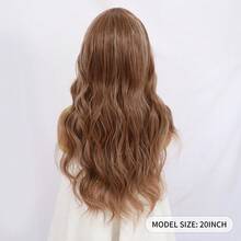 漸層啡色與金色混搭色調的混色蕾絲假髮,帶亮點的自然波浪頭髮,無膠黏貼式長身波浪塑膠蕾絲頭套前假髮,時尚女性派對度假日常妝容必備 - 漸層 - 查看 6