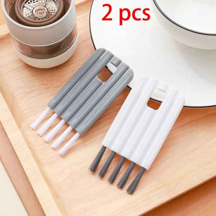 2入組10*4.5公分多功能家用間隙清潔刷,彎曲手柄,適用於深層和表層縫隙,鍵盤、杯蓋和凹槽清潔 - 彩色 - 查看 1