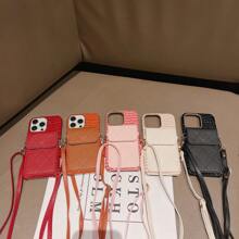 Apple Iphone 15 Promax 手機殼、15 Plus 保護殼、14 Promax 斜背包、13 Promax 卡皮夾、12 女士時尚手提包、11 Promax 簡約手提包、防震防丟失手機殼帶手腕/頸帶、pu 皮革圖案、高端、多功能 - 黑色 - 查看 10