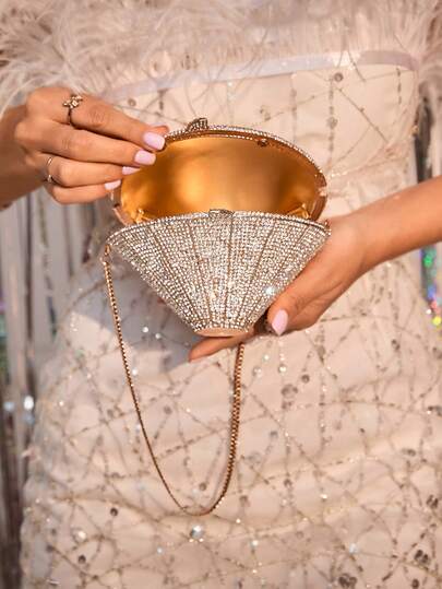 Sparkling, Dazzling, Elegant Crystal Rhinestone Decorated Evening Bag, Suitable For Weddings, Brides And Other Occasions, Luxury Designer Crystal Handbag, Perfect For Parties, Balls And Other Events, An Ideal Choice For Party Girls And Women, Also The Best Gift For Female