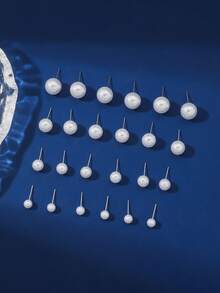 1 Set Of 12 Pairs Of Simple And Fashionable Faux Pearl Earrings Set Suitable For Women'S Daily And Banquet Wear - Multicolor - View 2