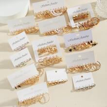 VKME 波西米亞風格優雅多件女性卡牌裝高級耳環套裝 - 金黃色 - 查看 1