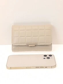 MINGYOU 短款派对绿色萤火虫优雅按扣女士长款拉链钱包，多功能大容量卡包，甜美可爱年轻时尚简约便携女士钱包 - 杏色 - 查看 2