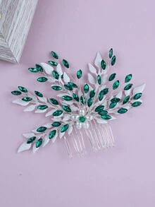 歐美風新娘手工diy珠寶水晶髮夾髮飾,適用於婚禮 - 銀色 - 查看 2