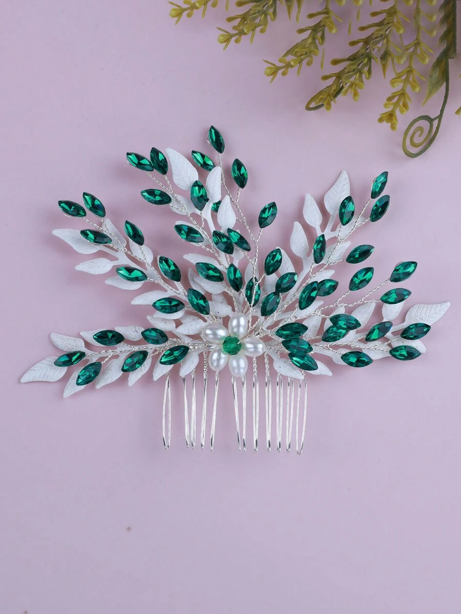 歐美風新娘手工diy珠寶水晶髮夾髮飾,適用於婚禮 - 銀色 - 查看 1