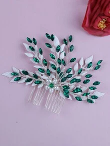 歐美風新娘手工diy珠寶水晶髮夾髮飾,適用於婚禮 - 銀色 - 查看 3