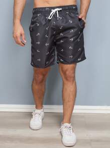 Men Beach Shorts - Black - View 4