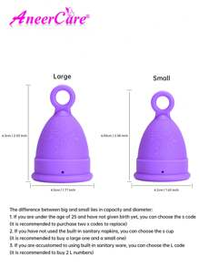 AneerCare Menstrual Cup Silicone Cup With Ring High Capacity For Heavy Flow Wear For 12 Hours Soft, Flexible, Reusable Menstrual Cups Free Cloth Bag.