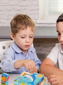 1 件木制卡通六面体拼图儿童玩具交通恐龙动物立体积木，长颈鹿，海豚，恐龙，消防车，适用于早教游戏教具，锻炼注意力和逻辑思维发展，可作为 3 岁以上儿童的生日礼物 - 長頸鹿 - 查看 6