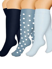 3 paires de chaussettes de compression grande taille, circulation 15-20 mmHg pour femmes et hommes, mollets larges, grossesse et maternité, hautes jusqu'au genou. Meilleure évaluation pour le soutien médical pendant la grossesse, la course, les soins infirmiers, l'athlétisme, le cyclisme et les sports, pour la salle de sport, l'automne
