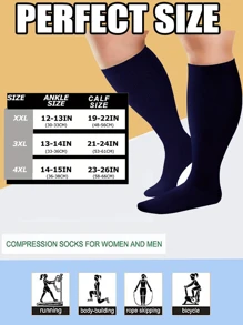 3 paires de chaussettes de compression grande taille, circulation 15-20 mmHg pour femmes et hommes, mollets larges, grossesse et maternité, hautes jusqu'au genou. Meilleure évaluation pour le soutien médical pendant la grossesse, la course, les soins infirmiers, l'athlétisme, le cyclisme et les sports, pour la salle de sport, l'automne