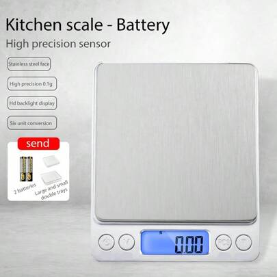 1pc Multipurpose Kitchen Scale, Accurate To 0.1g, Metal Brushed Panel, Multiple Unit Conversion, Waterproof & Easy To Clean, Equipped With Large & Small Trays, Suitable For Daily Weighing, Kitchen Baking, Etc.