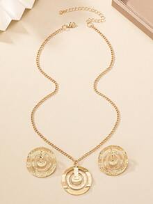 1入時尚且百搭的頸鍊和耳環套裝,適合女性日常佩戴 - 金黃色 - 查看 2
