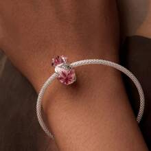 bamoer 1 PC 925 Sterling Silver Pink Flower Beads Retro Rose Beads Love Beads For Women Bracelet And Necklace DIY Fine Valentine's Day Gift Valentines