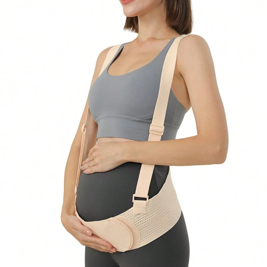 1條孕婦護腹帶夏季透氣護腹帶護腰安全帶中晚期孕婦防肚帶 - 米色 - 查看 1