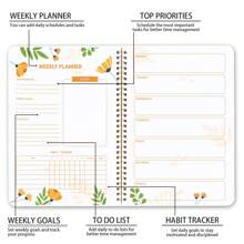 1 件套每週計劃本螺旋裝日設計師計劃本學校計劃本工作計劃本簡單計劃本議程計劃本 - 橘色 - 查看 5