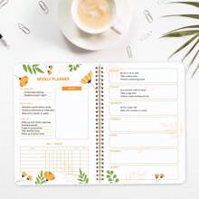 1 件套每週計劃本螺旋裝日設計師計劃本學校計劃本工作計劃本簡單計劃本議程計劃本 - 橘色 - 查看 1