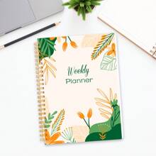 1 件套每週計劃本螺旋裝日設計師計劃本學校計劃本工作計劃本簡單計劃本議程計劃本 - 橘色 - 查看 2